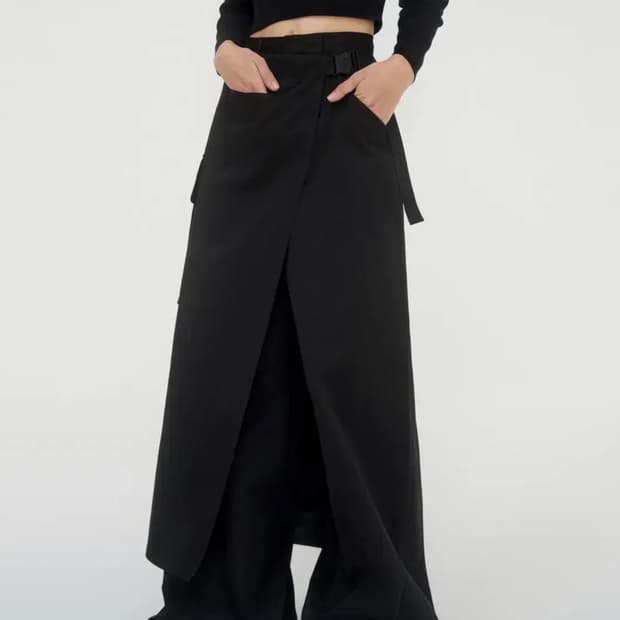 트리밍버드 카고 벨트 랩 스커트