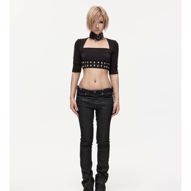 Dark Waxed Skinny Pants