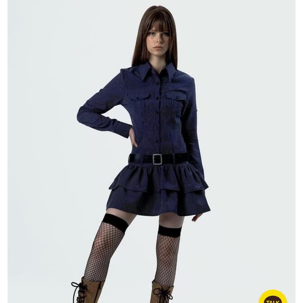 러프넥 셔츠 원피스