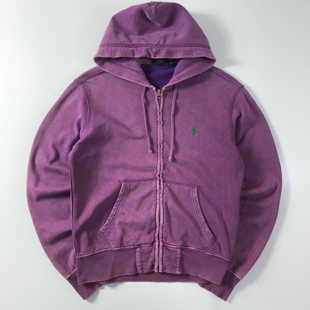 Polo  폴로 랄프로렌 자수 코튼 워시드 퍼플 후드집업