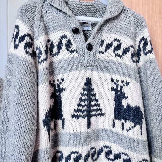 빈티지 대장템 그레이 사슴 코위찬 니트