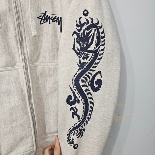 스투시 드래곤 애쉬헤더 후드집업 오버핏 100