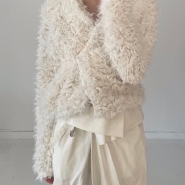 sopi fur cardigan (ivory)
