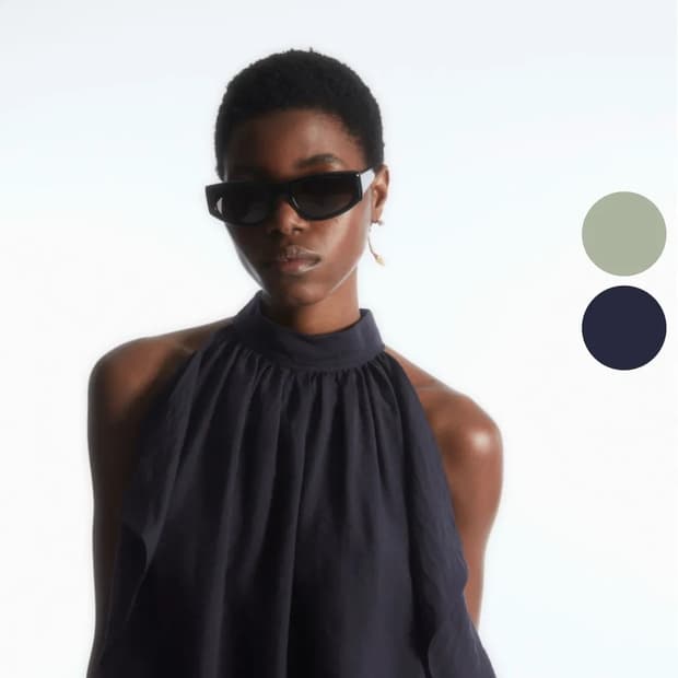 COS 코스 플로티 홀터넥 네이비 36