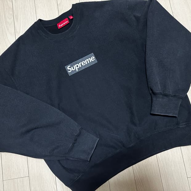 슈프림 워시드 박스 로고 크루넥 블랙 - 25SS