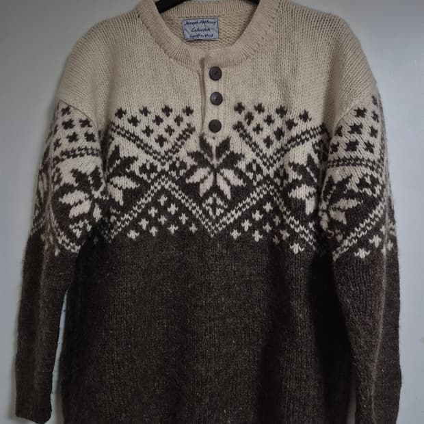 Vintage 브라운 눈꽃 니트 