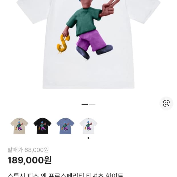 스투시 피스 앤 프로스페리티 티셔트 화이트