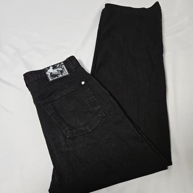 모드나인 MOD9 엔젤크로우 패치 데님팬츠 흑청 청바지 31