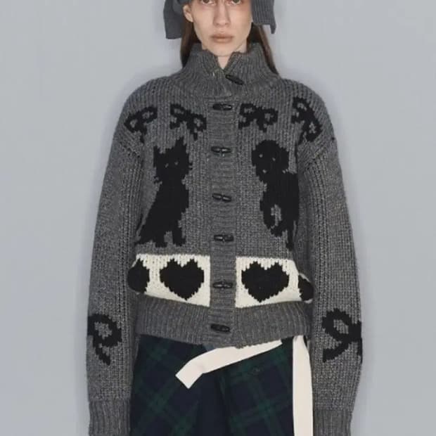 Openyy 오픈와이와이 코위찬 니트 가디건 집업 자카드 S사이즈