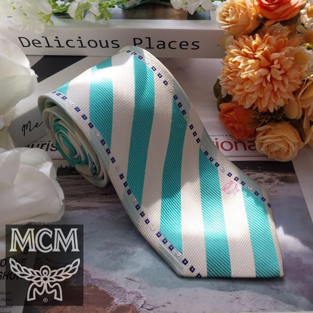 엠씨엠 실크 민트 스트라이프 넥타이 9.3cm A+등급 K2217