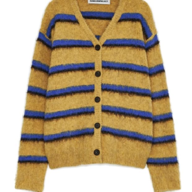 [새제품] 썬번프로젝트 스트라이프 옐로우 가디건