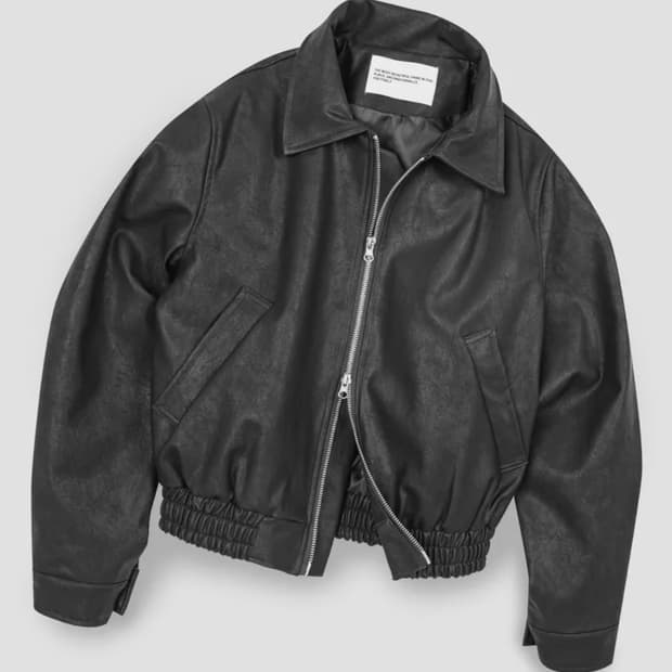 플레이스스튜디오 레더 점퍼 오버핏 싱글 블루종 자켓 [블랙]