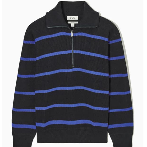 [S] COS 코스 스트라이프 니트 하프집업