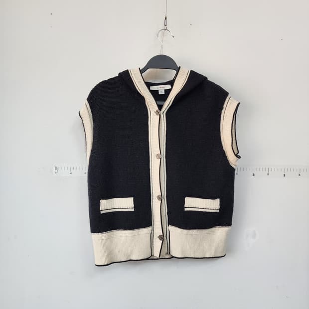 SJ 와니 후드 니트 조끼 블랙