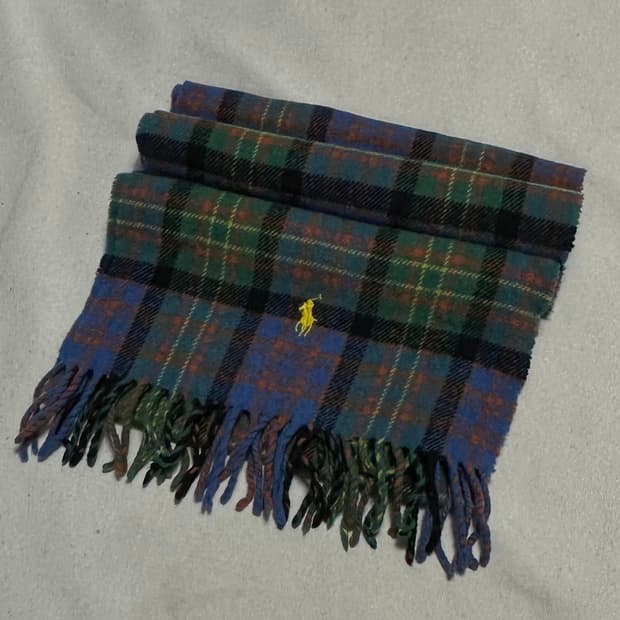 OS 폴로랄프로렌 옐로우 포니 체크 패톤 울 머플러