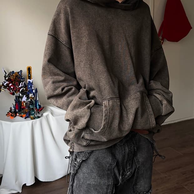 Gateless 더블 셔링 피그먼트 워시드 후드