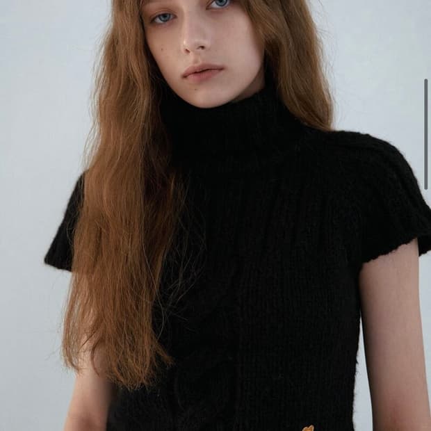 어랜 twist turtleneck knitwear_black