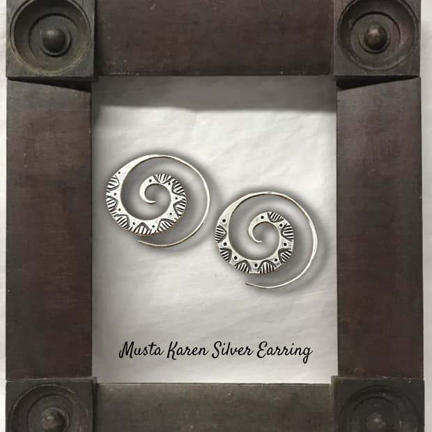 Karen Silver Spiral Ethnic Earrings