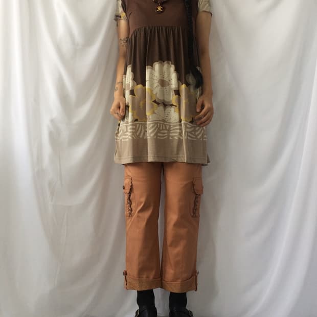 Flower printing onepiece