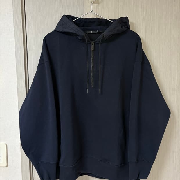 유니클로 질샌더 하프 집 후드티 네이비 XL