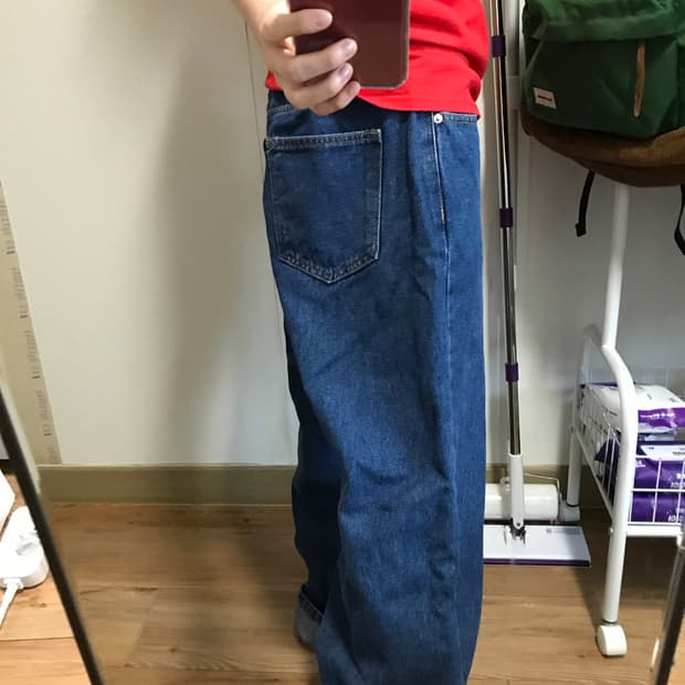 허리 뒷밴딩 진청데님
