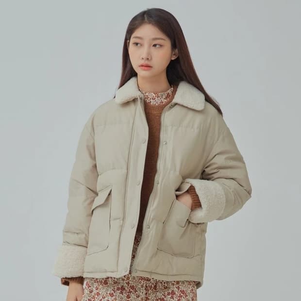 미쏘 오버핏 덤블배색 숏 푸퍼