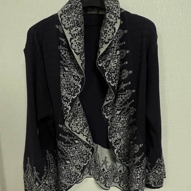 일본 빈티지 네이비 패턴 가디건 M