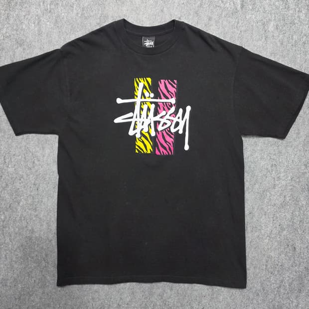 스투시 베이직 지브라 로고 빈티지 프린팅 반팔티 M