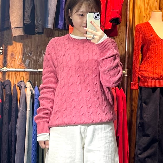 M 폴로랄프로렌 핑크 포니 케이블 니트