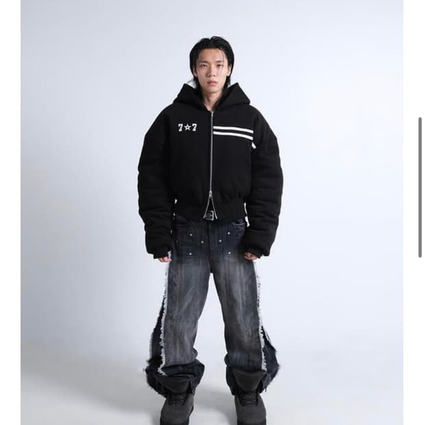 [L] IFEELLUCKY PADDED TRACK HOOD ZIPUP 