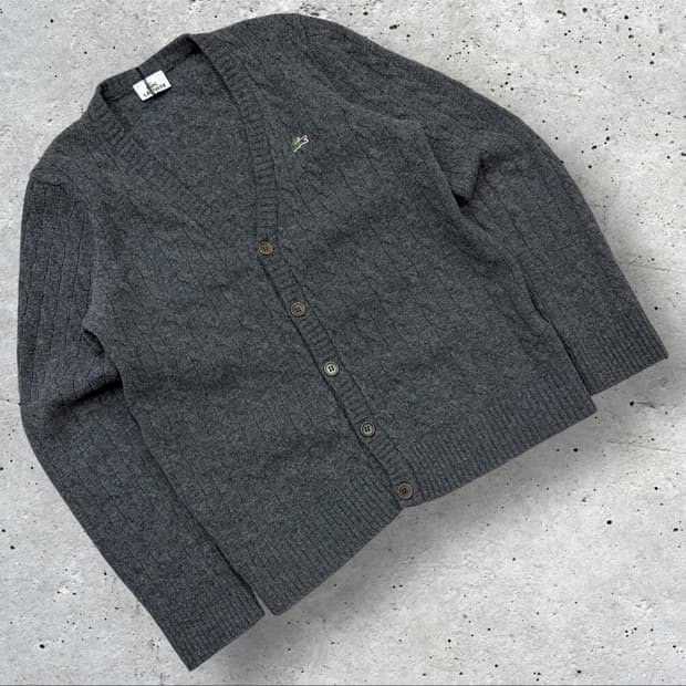 [95] 라코스테 울 케이블 니트 가디건 그레이 C898