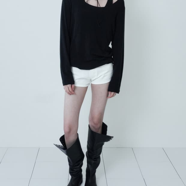 2WAY LAYERED LONG TOP / BLACK