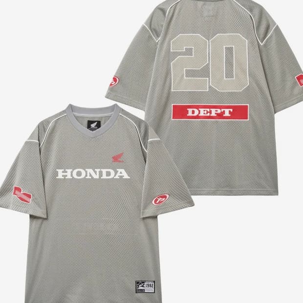 Motorcycle Piping Mesh Short Sleeve Gray