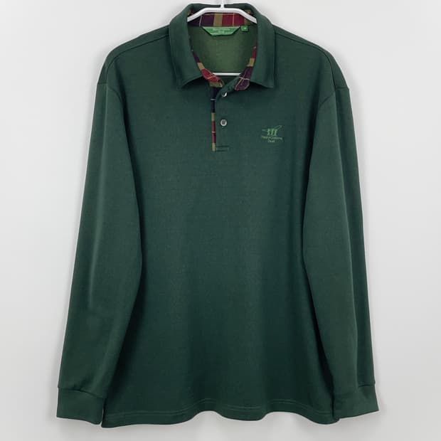 헨리코튼 골프 체크카라 긴팔 폴로셔츠