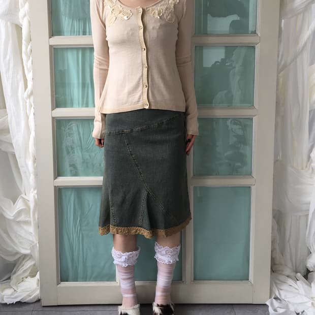 Flower patch point knit cardigan