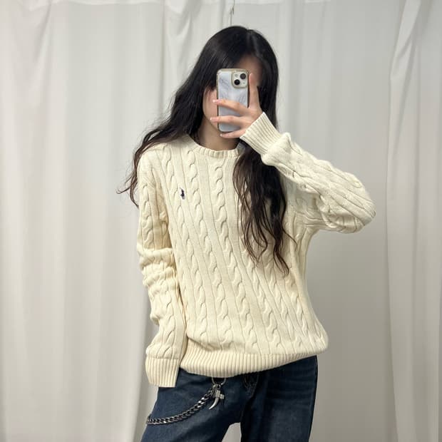 Polo Ralph Lauren ivory cable-knit