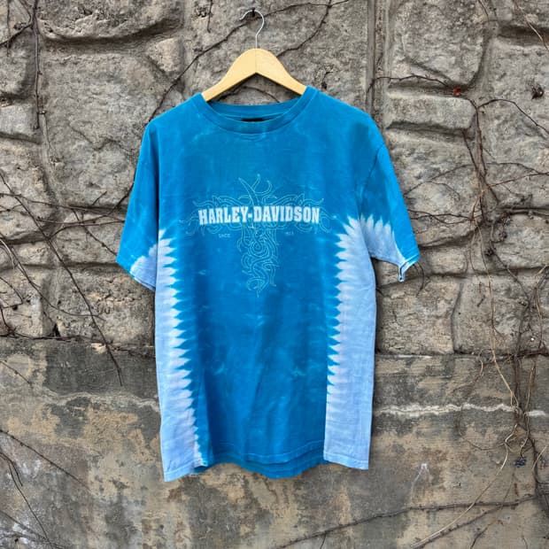 00s 할리데이비슨 빈티지 2001 나염 프린팅 반팔 티셔츠 L