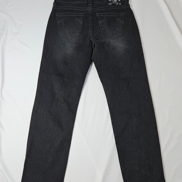 트루릴리전 블랙패치 데님팬츠 흑청 진 34 (거의 새상품)