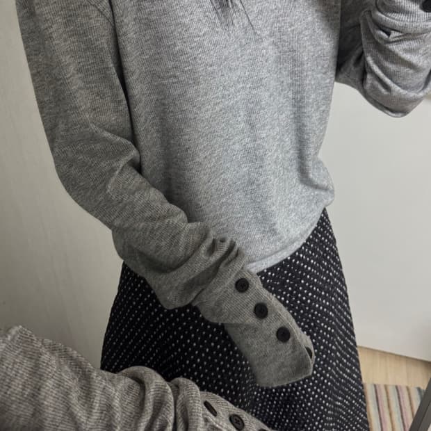 Vintage Gray Button Knit