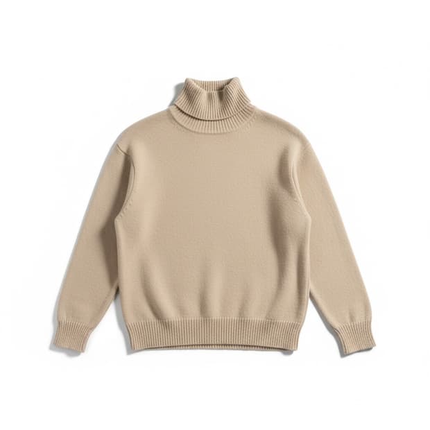베이지색 터틀넥 캐시미어 니트 스웨터 M