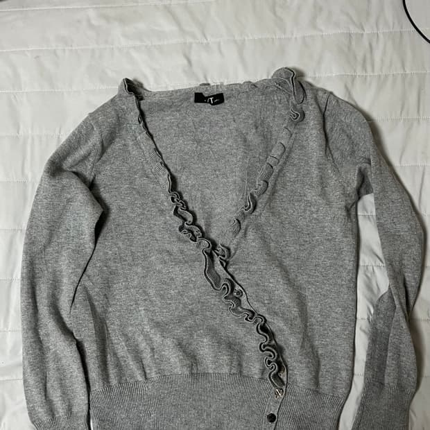 빈티지 프릴 사선스냅 가디건 프리