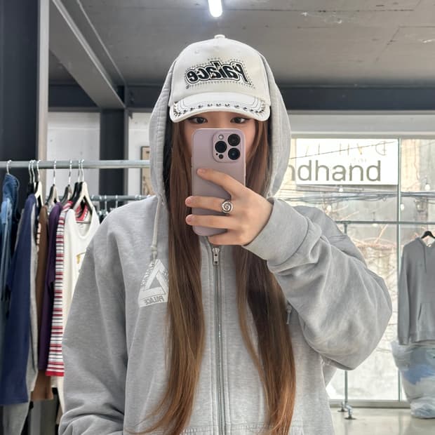 팔라스 22SS 스터드 데님 드러커 캡 화이트