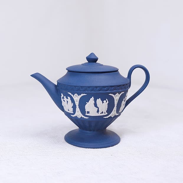 [영국엔틱] (레어)웨지우드 제스퍼웨어 미니 티팟 도자기장식품_ 다크블루