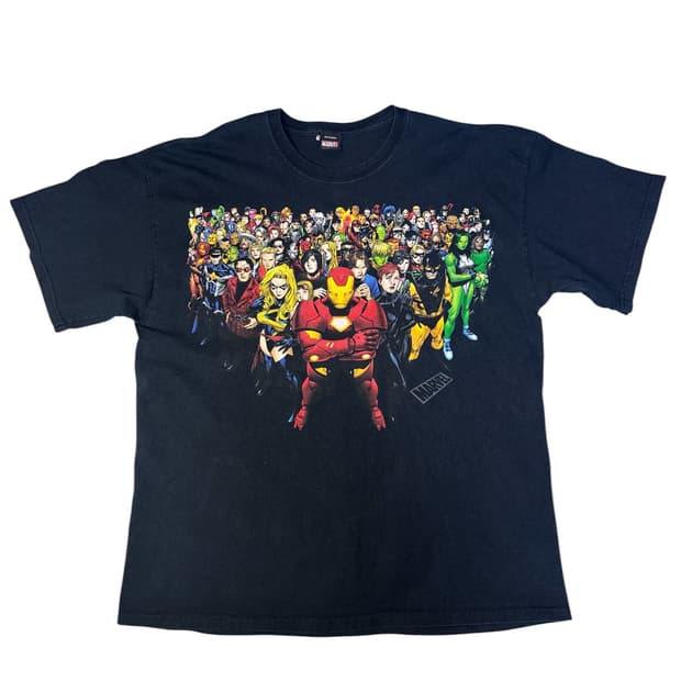 빈티지 00s 마블 MARVEL 캐릭터 라인업 티셔츠 XL