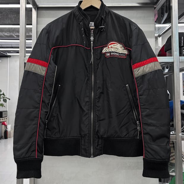 도크 DOHC 00s 나일론쉘 바이커 퀼티드 경량 패딩 자켓 블랙