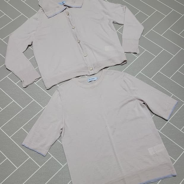 ST.JOHN 센존 블루라벨 모 니트 가디건 세트 XL