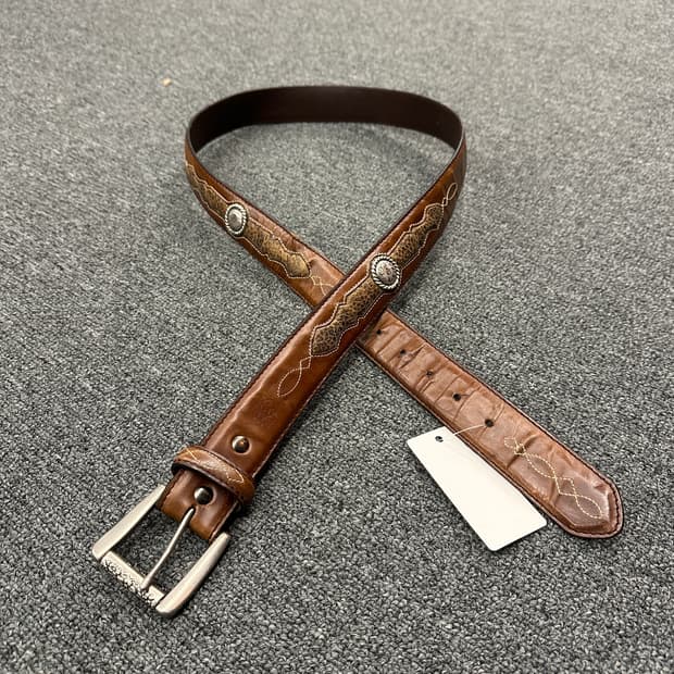 빈티지 웨스턴 브라운 가죽벨트