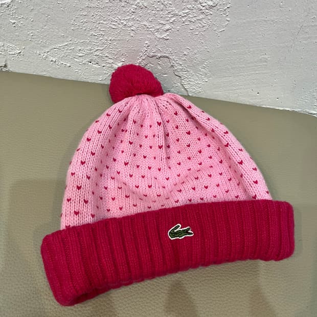 라코스테 울 하트 비니 Made in JAPAN