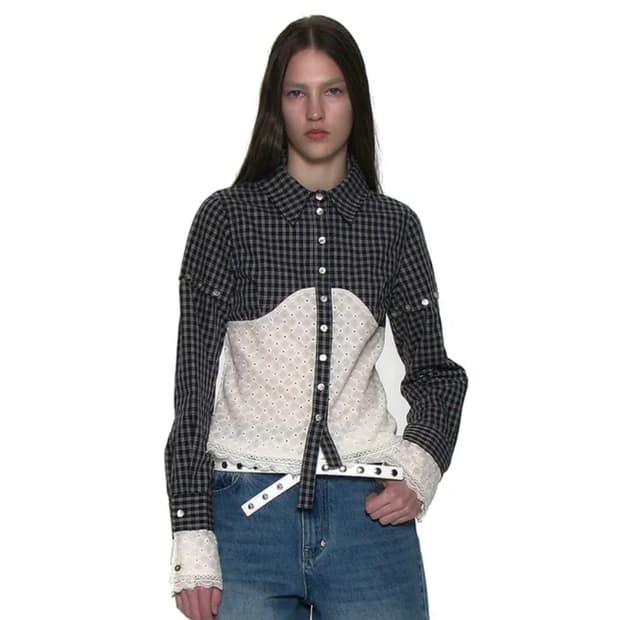 파르티멘토우먼 EMBROIDERY COMB I SHIRT_NAVY