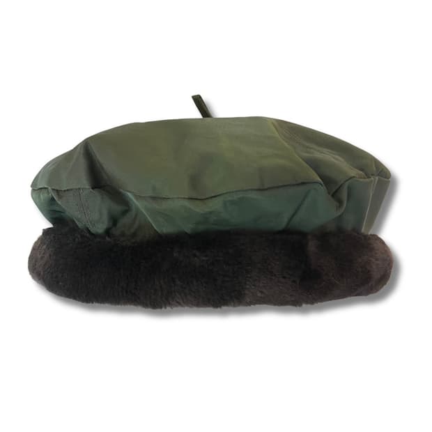 MAX MARA Nylon Fur Trim Beret Hat